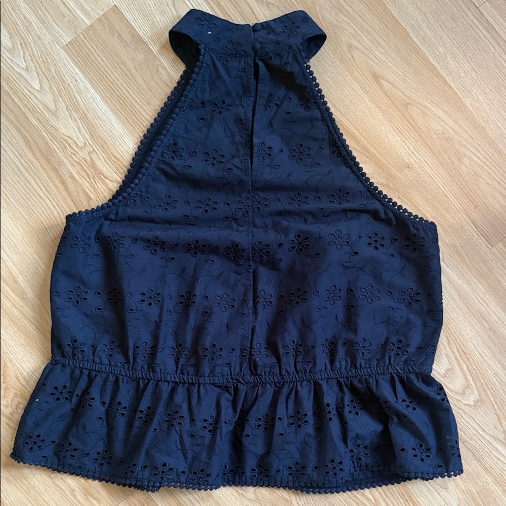 RyeGrass Black Eyelet Halter Top Sleeveless XL 100% cotton - Picture 5 of 6